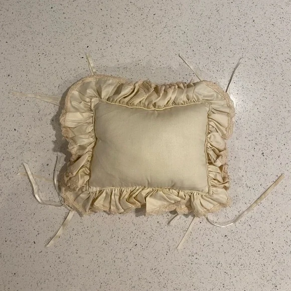 Decorative Cream Pillow with Embroidered Message - Picture 3 of 4